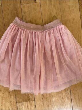 Girls' Pink Tulle Skirt with Glitter Waistband